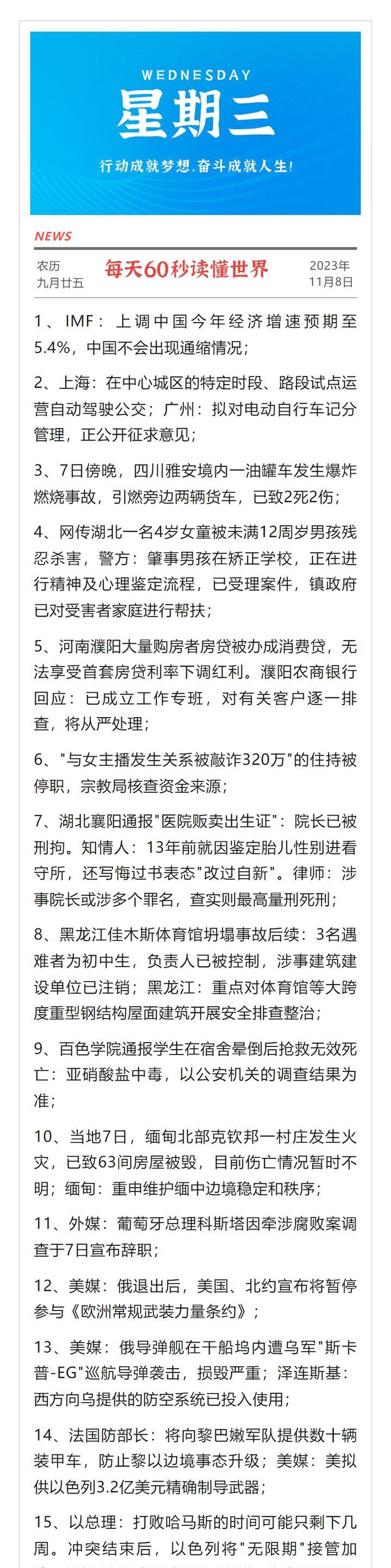 11月08日,星期三,60s读懂世界发生了什么-最趣分享
